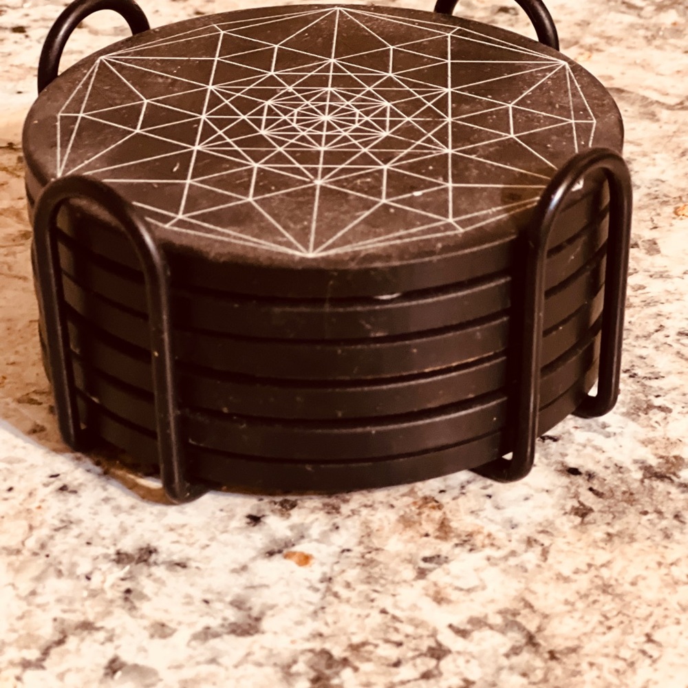 Set of coasters and matching stand